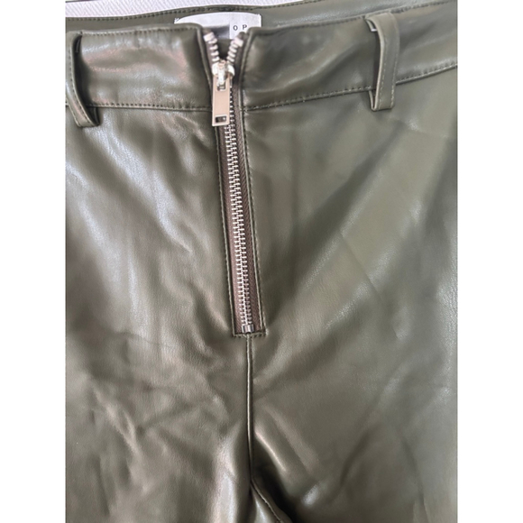 Women's Topshop Petite Olive Faux Leather Moto Skinny Pants 8P - Picture 3 of 6